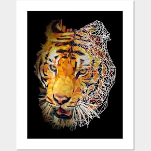 Tiger Head with Polygon Triangular Design graphic Posters and Art